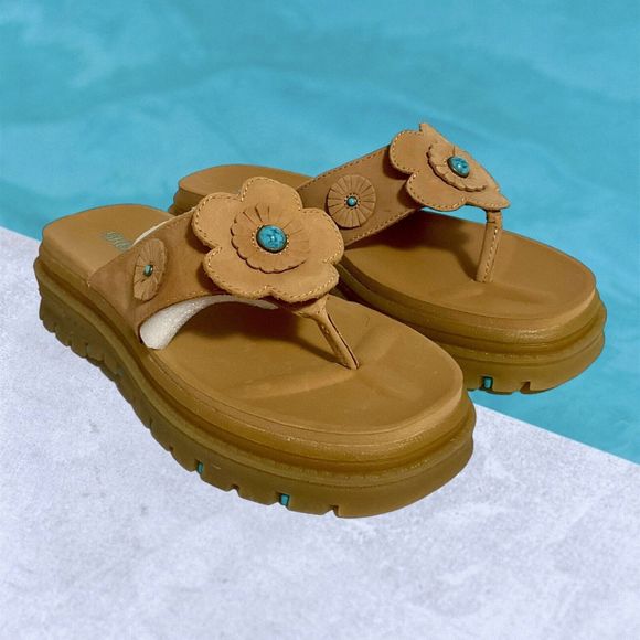 Vtg 90's Y2K Skechers Sky Jammers Wheat Tan Leather Thong Sandals Size 6 W WIDE - Picture 4 of 16
